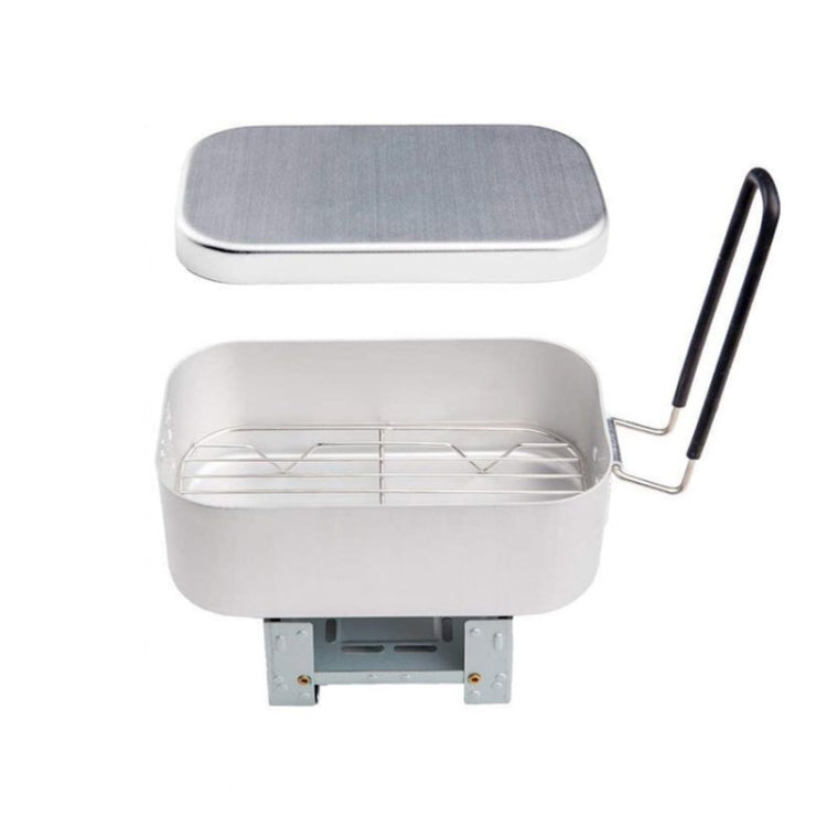 Outdoor Travel Camping Camping Lunch Box Portable Foldable Aluminum Lunch Box Retro Lunch Box Small, Style:Lunch Box And Steaming Rack And Folding Stove