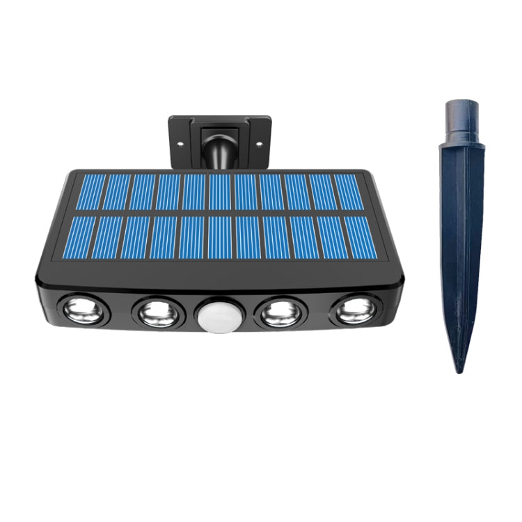 With Ground Plug Wiring Free Infrared Sensor Waterproof Solar Lighting Wall Light, Color Temperature:Warm Light