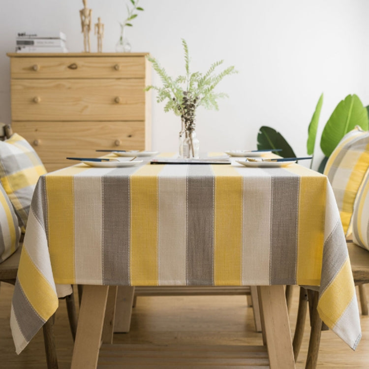 Cover Cloth Towel For The Rectangular Striped Coffee Table Round Table Dining Table, Size:60x60cm(Yellow Grey Stripes)