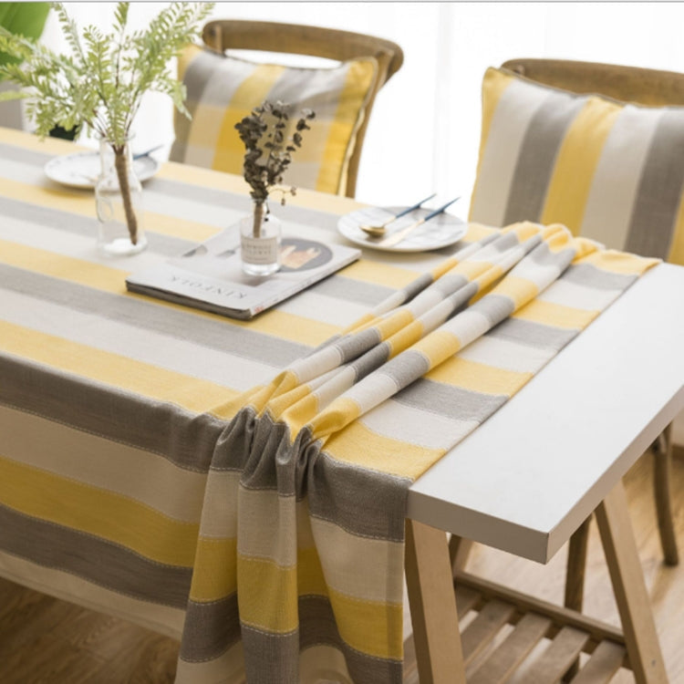 Cover Cloth Towel For The Rectangular Striped Coffee Table Round Table Dining Table, Size:100x135cm(Yellow Grey Stripes)
