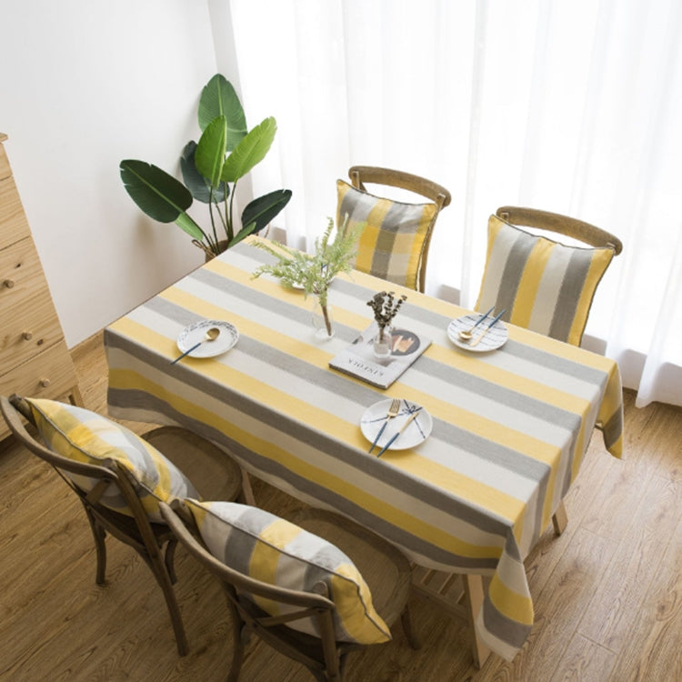 Cover Cloth Towel For The Rectangular Striped Coffee Table Round Table Dining Table, Size:135x250cm(Yellow Grey Stripes)