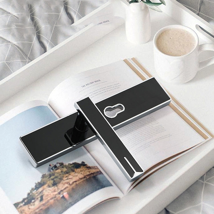 Mute Strong Magnetic Aluminum Alloy Interior Door Lock Door Bedroom Hardware Handle Lock, Color:Black Silver Small 50 Lock Body