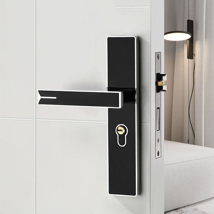 Mute Strong Magnetic Aluminum Alloy Interior Door Lock Door Bedroom Hardware Handle Lock, Color:Black Silver Small 50 Lock Body