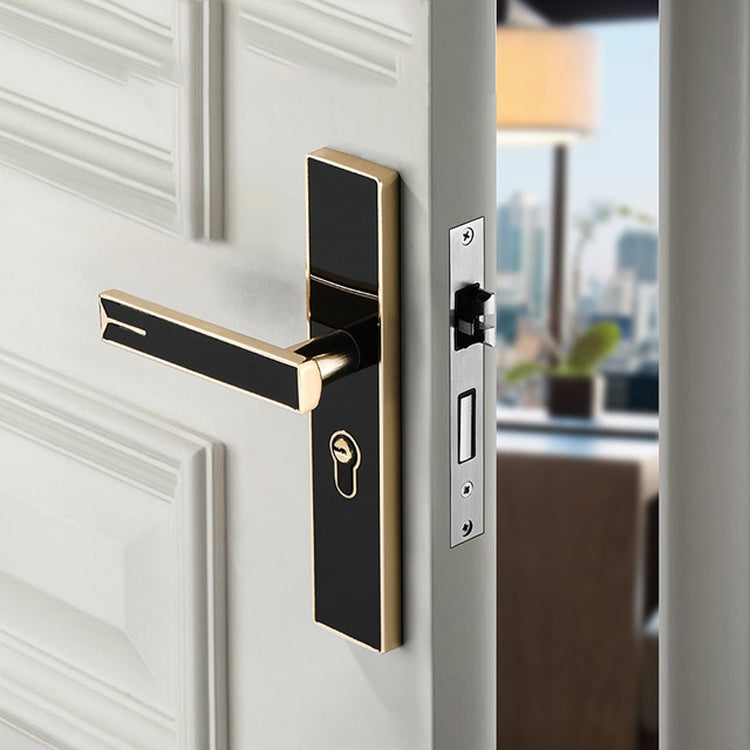 Mute Strong Magnetic Aluminum Alloy Interior Door Lock Door Bedroom Hardware Handle Lock, Color:Black Silver Large 50 Lock Body