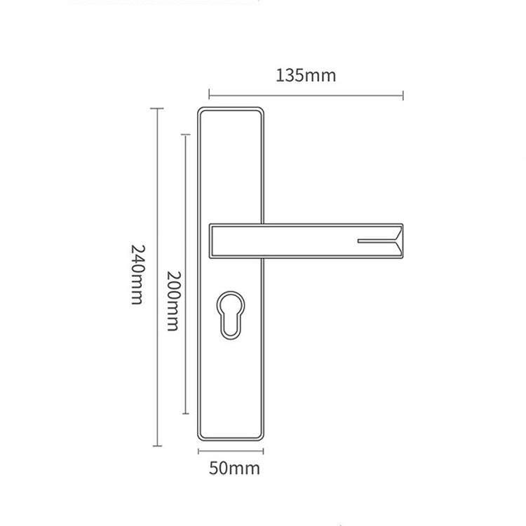 Mute Strong Magnetic Aluminum Alloy Interior Door Lock Door Bedroom Hardware Handle Lock, Color:Black Silver Large 50 Lock Body