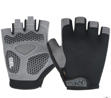 Cycling Shock Absorbing Anti-Slip Gloves Fitness Weight Lifting Training Half-finger Gloves, Size:M(Black)