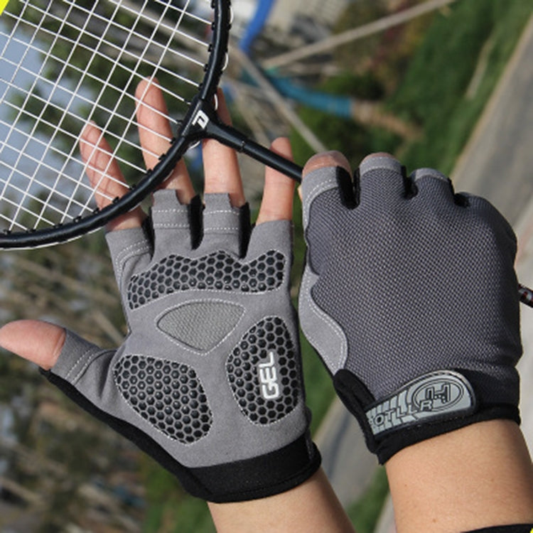 Cycling Shock Absorbing Anti-Slip Gloves Fitness Weight Lifting Training Half-finger Gloves, Size:M(Lake Blue)