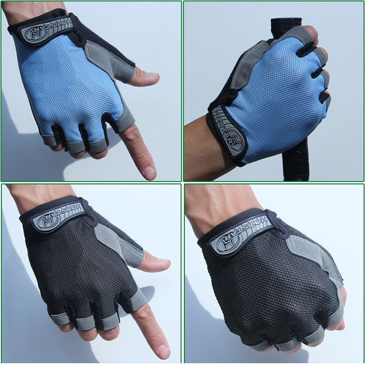 Cycling Shock Absorbing Anti-Slip Gloves Fitness Weight Lifting Training Half-finger Gloves, Size:M(Black+Green)