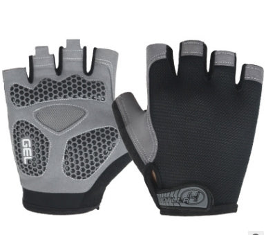 Cycling Shock Absorbing Anti-Slip Gloves Fitness Weight Lifting Training Half-finger Gloves, Size:L(Black)