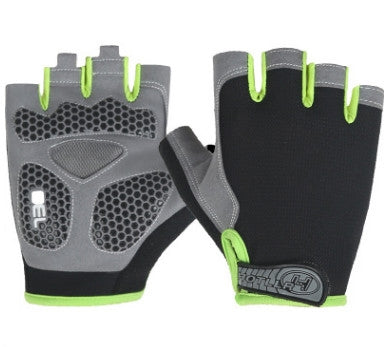 Cycling Shock Absorbing Anti-Slip Gloves Fitness Weight Lifting Training Half-finger Gloves, Size:L(Black+Green)