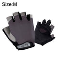 Summer Men Women Fitness Gloves Gym Weight Lifting Cycling Yoga Training Thin Breathable Antiskid Half Finger Gloves, Size:M(Gray)