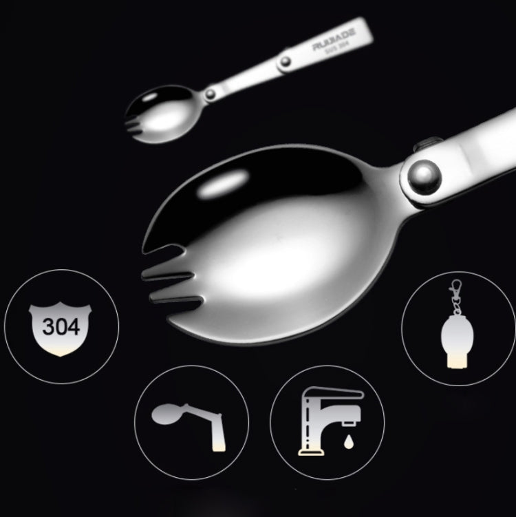 2PCS Stainless Steel Folding Fork Spoon Integrated Dual-use Picnic Portable Tableware, Random Color Delivery(Spoon)