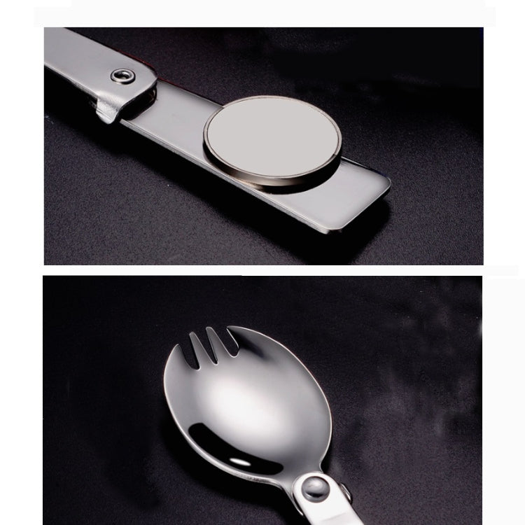 2PCS Stainless Steel Folding Fork Spoon Integrated Dual-use Picnic Portable Tableware, Random Color Delivery(Spoon)
