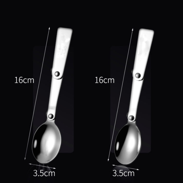 2PCS Stainless Steel Folding Fork Spoon Integrated Dual-use Picnic Portable Tableware, Random Color Delivery(Spoon)