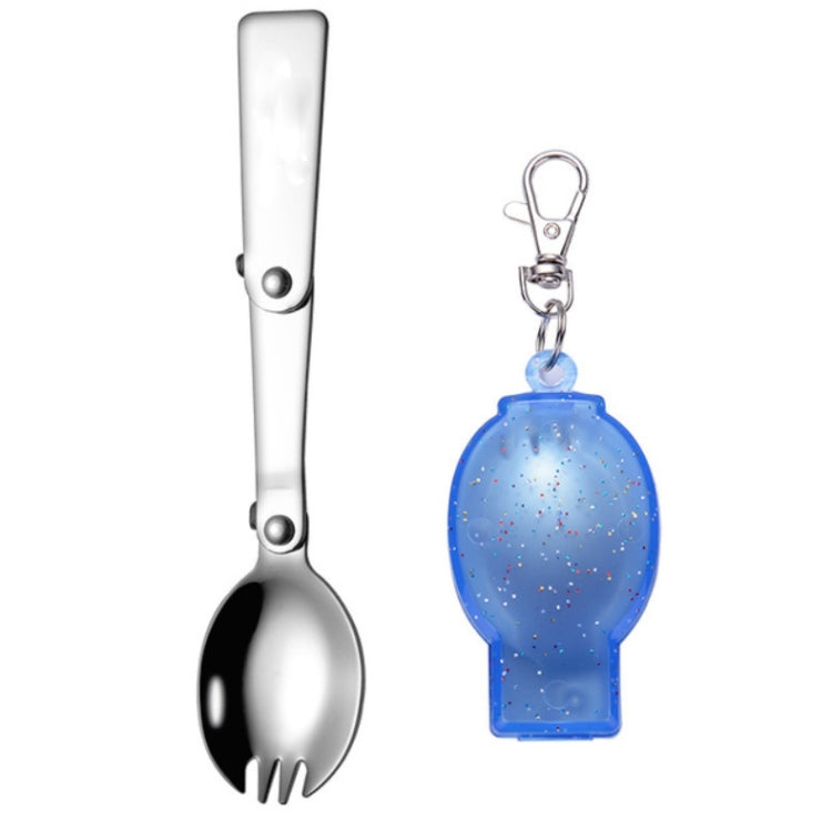 2PCS Stainless Steel Folding Fork Spoon Integrated Dual-use Picnic Portable Tableware, Random Color Delivery(Fork)