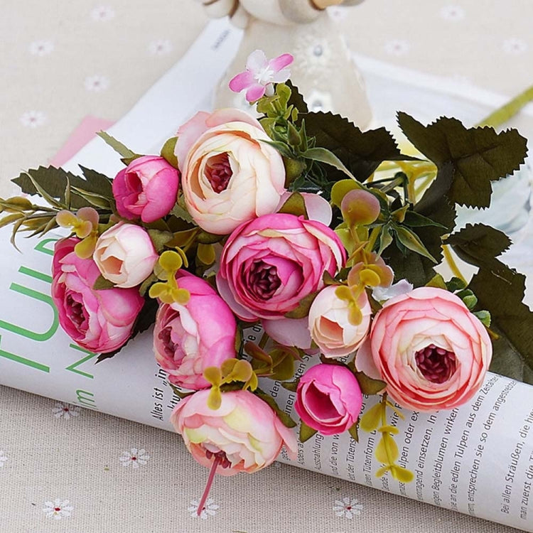 2 Bundle Retro Tea Roses Bride Bouquet Artificial Flowers(Gray Blue)