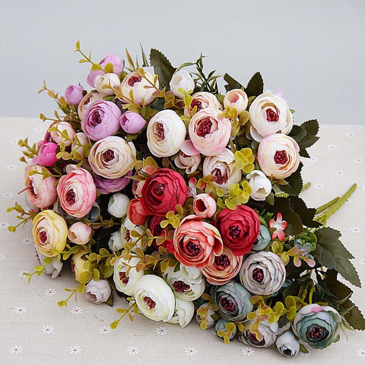 2 Bundle Retro Tea Roses Bride Bouquet Artificial Flowers(Light Purple)