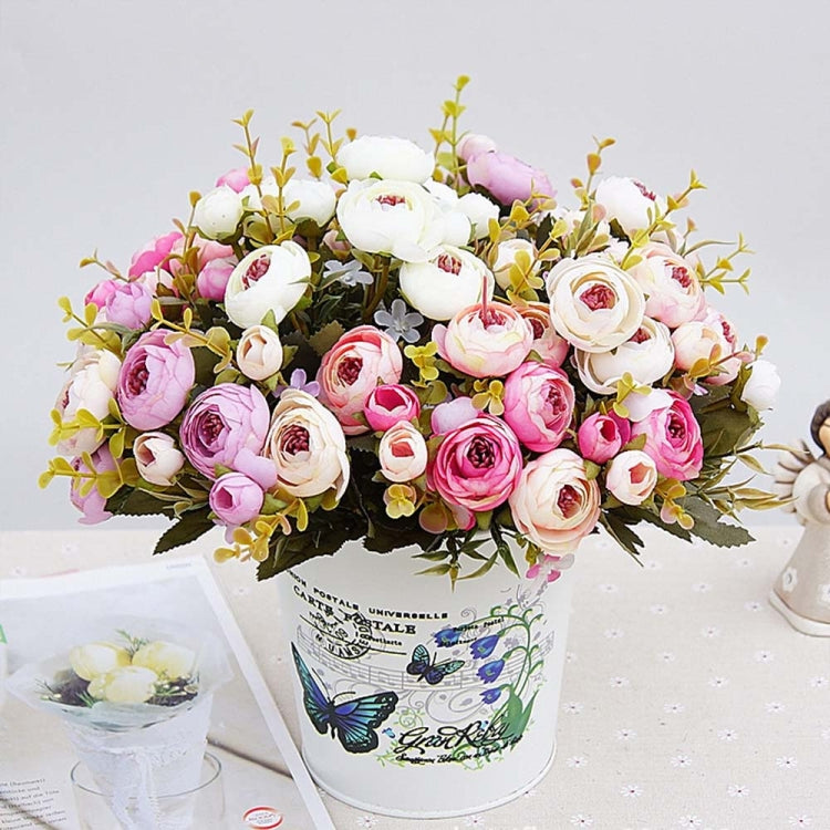 2 Bundle Retro Tea Roses Bride Bouquet Artificial Flowers(Light Purple)