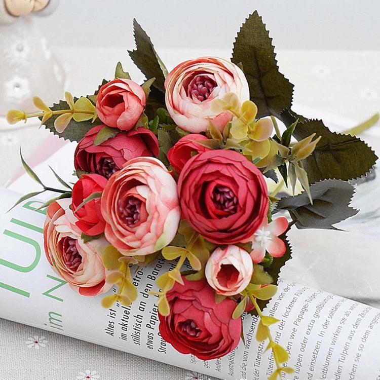 2 Bundle Retro Tea Roses Bride Bouquet Artificial Flowers(Light Purple)