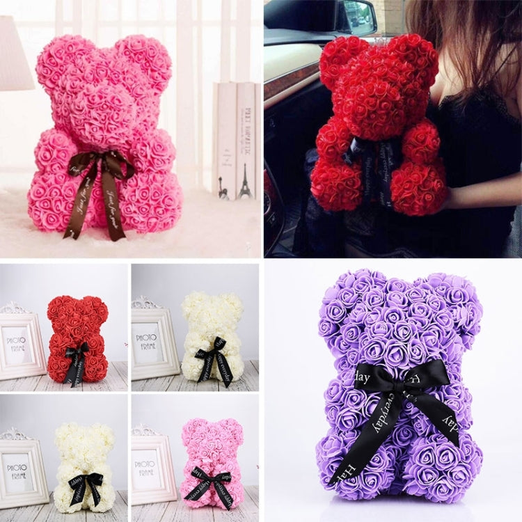 25cm Bear Shape Artificial Foam Roses Flower Ornament(Light Pink)