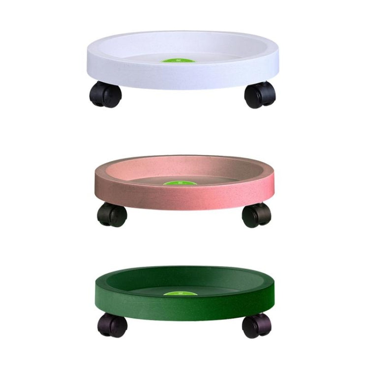 Universal Round Wheels Pot Tray Easy Moving Plant Pot Tray Garden Plate Plastic Stand(White)