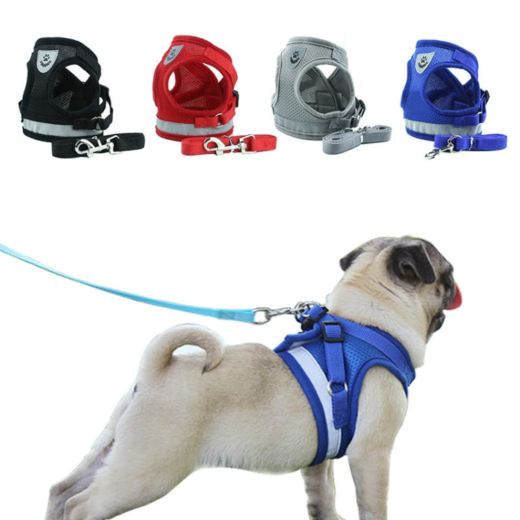 Adjustable Polyester Mesh Reflective Vest Lead Leash for Pet Dog, Size:S(Black)