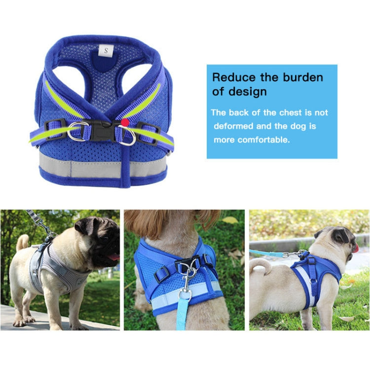 Adjustable Polyester Mesh Reflective Vest Lead Leash for Pet Dog, Size:M(Red)