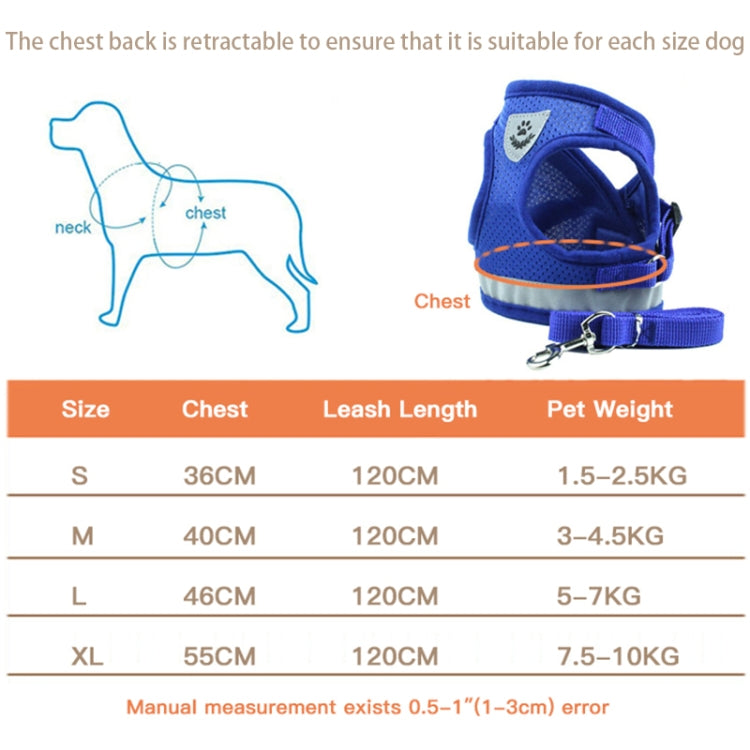 Adjustable Polyester Mesh Reflective Vest Lead Leash for Pet Dog, Size:L(Black)