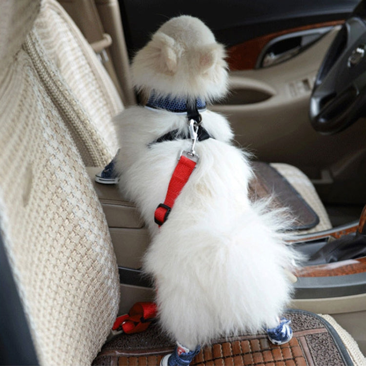 Nylon Harness Leash Clip Pet Dog Car Seat Belt Security Belt(Red)