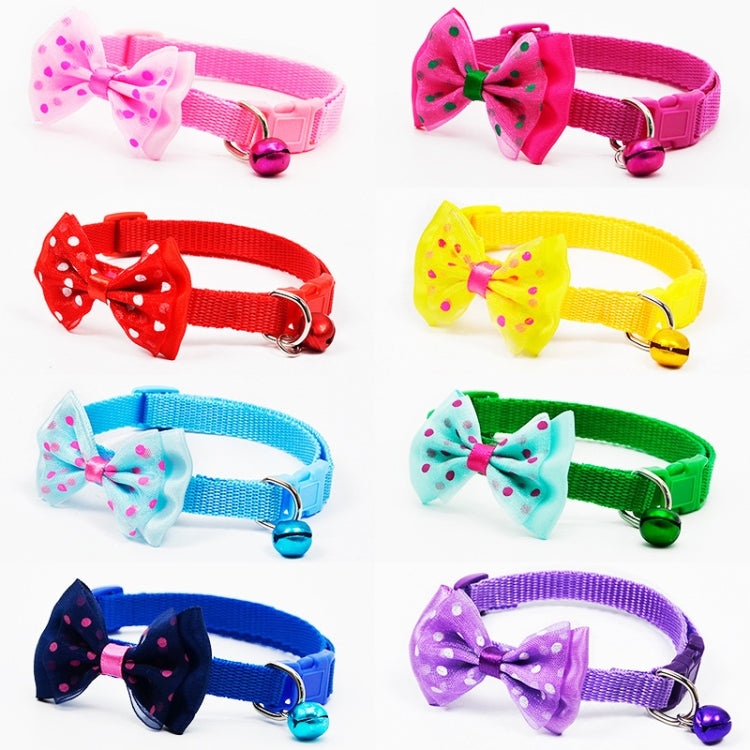 Adjustable Bow Knot Bell Collar Cat Dog Collars Pet Supplies(Blue)