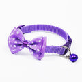 Adjustable Bow Knot Bell Collar Cat Dog Collars Pet Supplies(Purple)