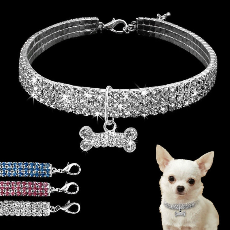 Bling Rhinestone Dog Collar Crystal Puppy Chihuahua Pet Dog Collars Leash For Small Dogs Mascotas Accessories, Size:S (White)