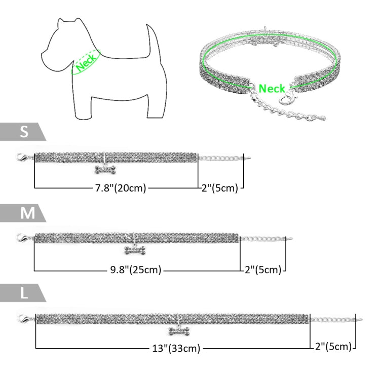Bling Rhinestone Dog Collar Crystal Puppy Chihuahua Pet Dog Collars Leash For Small Dogs Mascotas Accessories, Size:S (White)