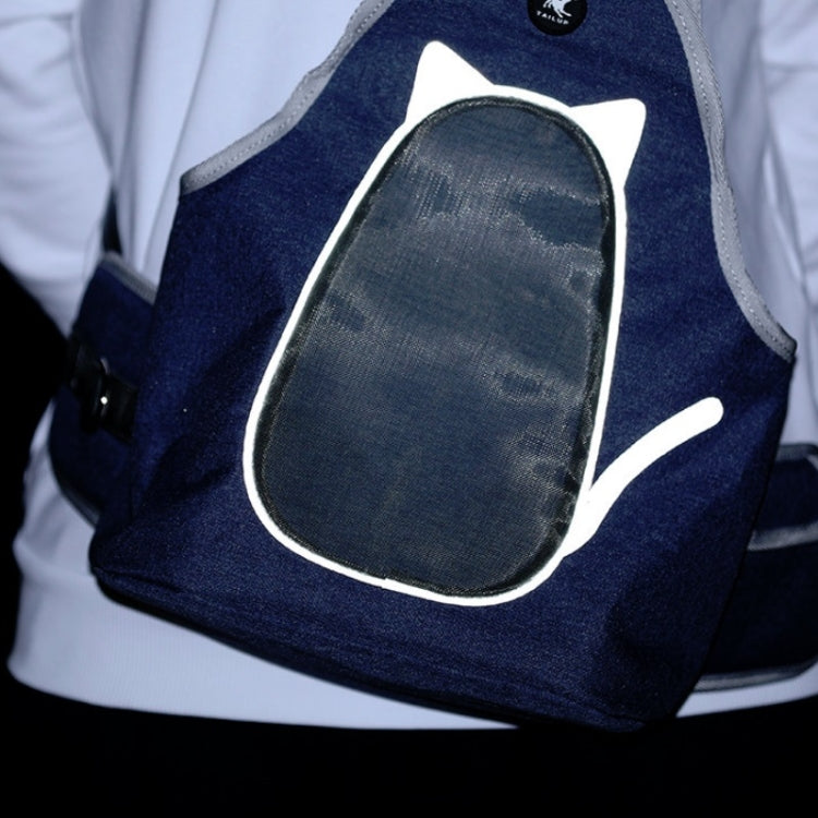 TAILUP Pets Carry Out Shoulder Bag Convenient Foldable Leather Chest Bag, Specification: S(Gray Blue)
