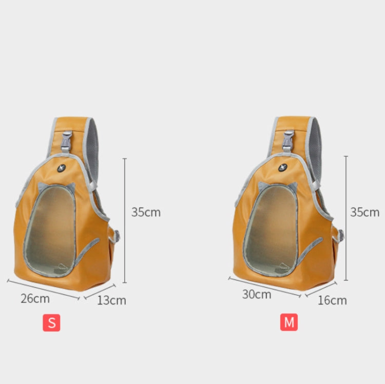 TAILUP Pets Carry Out Shoulder Bag Convenient Foldable Leather Chest Bag, Specification: M(Orange Brown)