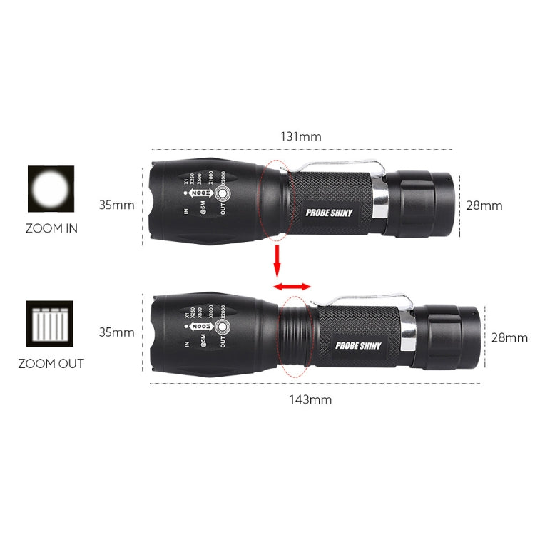 T02 Pen Clip Mini Flashlight T6 Telescopic Zoom Led Flashlight Outdoor Waterproof Long Shot Glare Flashlight