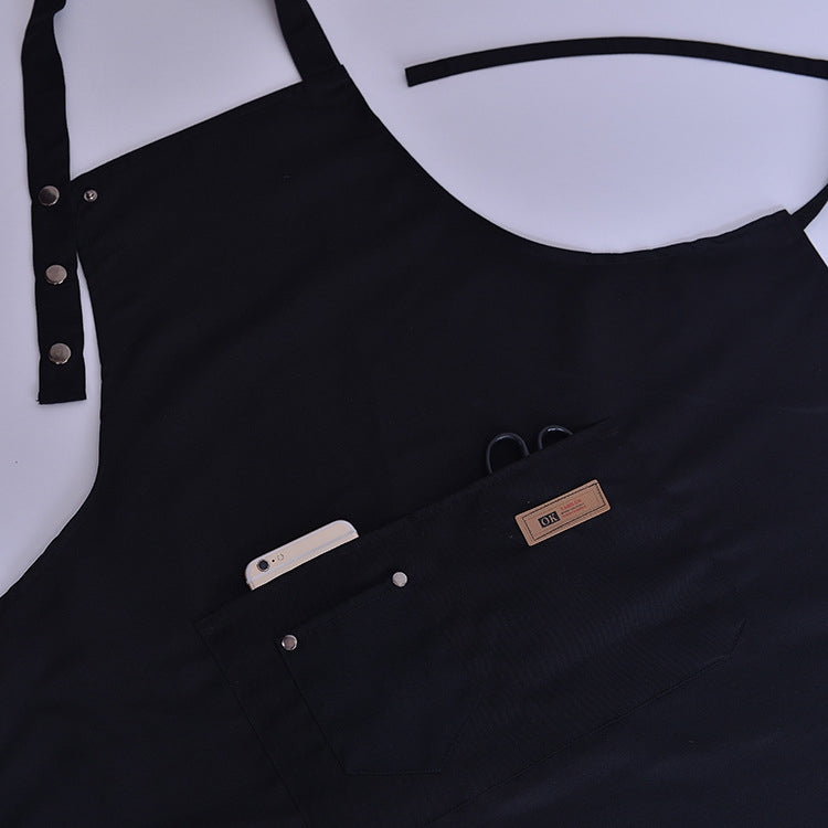 Pure Color Cooking Kitchen Apron For Woman Men Chef Waiter Cafe Shop BBQ Hairdresser Aprons(Black)