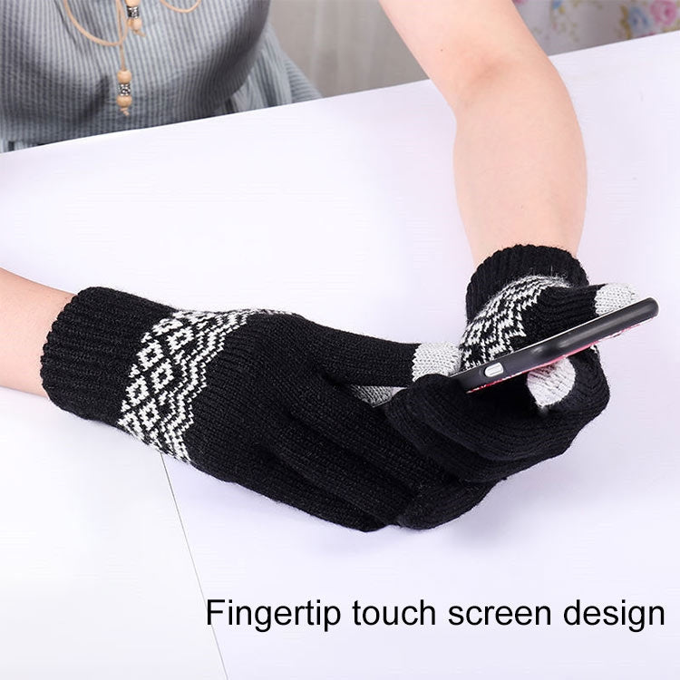 Winter Touch Screen Gloves Women Men Warm Stretch Knit Mittens Imitation Wool Thicken Full Finger Gloves(Kids White)