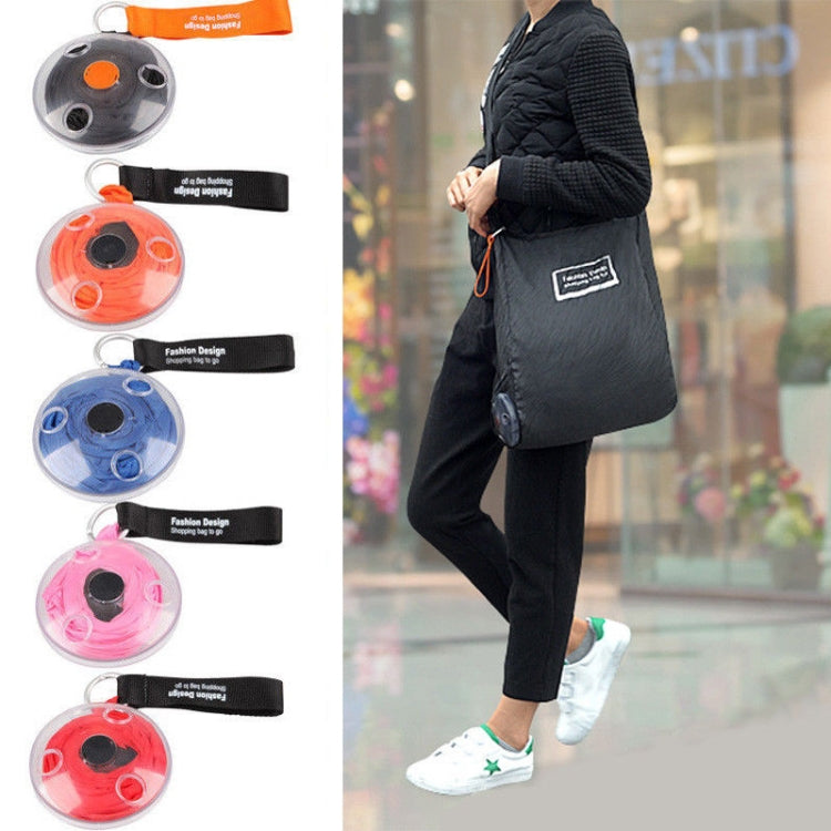 Portable Tote In Pouch Reusable Folding Carabiner Shopping Bag(Black)