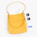 Foldable Student Literary Canvas Shoulder Bag(Yellow)
