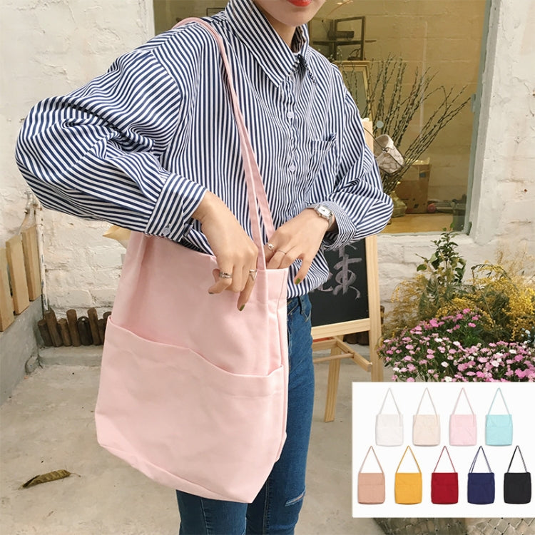 Foldable Student Literary Canvas Shoulder Bag(Yellow)
