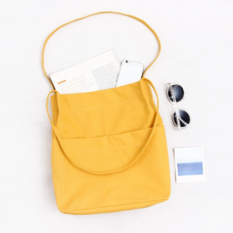 Foldable Student Literary Canvas Shoulder Bag(Yellow)