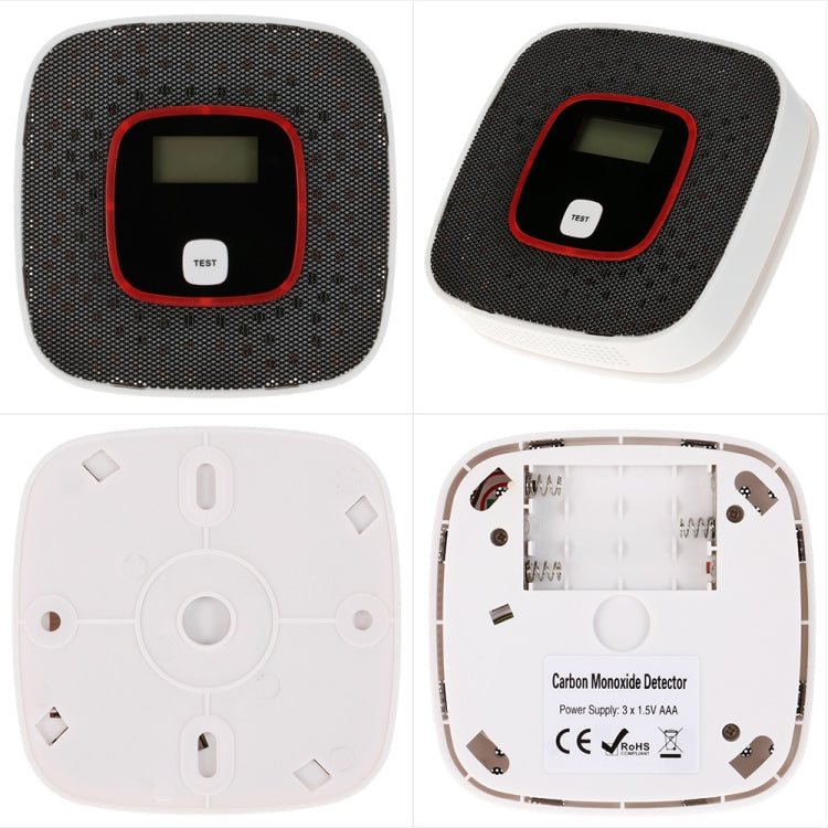 Carbon Monoxide Detector Gas Alarm Sensor Poisoning Gas Tester Human Voice Warning Detector with LCD Display(Black)