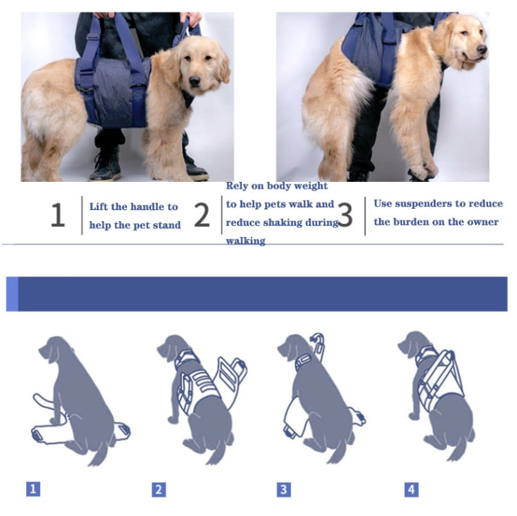 Pet Leash Senior Dogs Walking Aids Chest Harness, Size: L(Dark Blue)