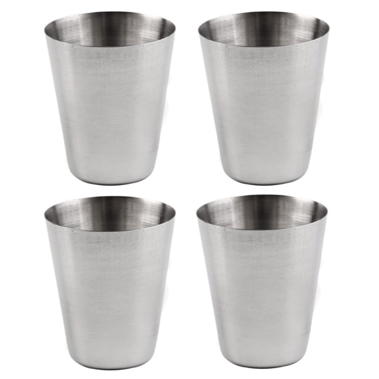 4 in 1 Outdoor Mini Stainless Steel Cup Hiking Camping Travel Portable Drinking Water Cup Set Leather Cup, Color:30ML