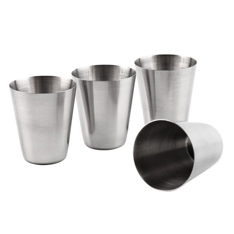 4 in 1 Outdoor Mini Stainless Steel Cup Hiking Camping Travel Portable Drinking Water Cup Set Leather Cup, Color:30ML