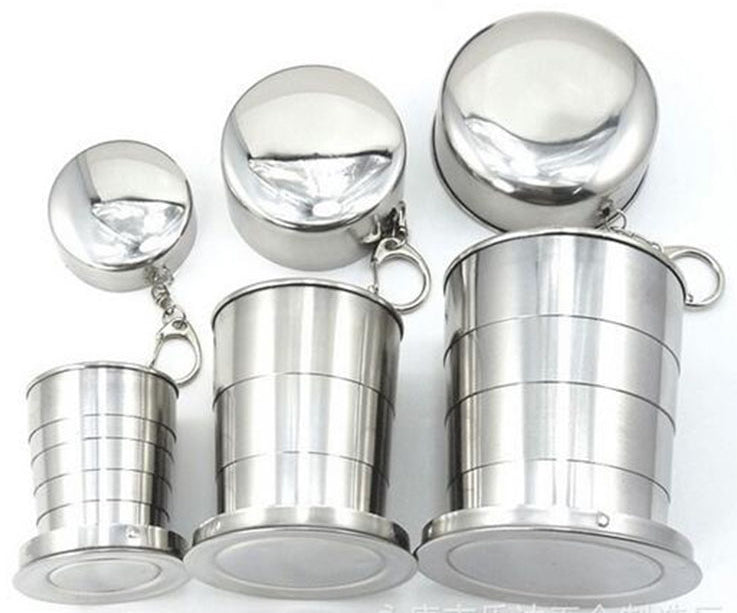 Stainless Steel Camping Folding Cup Traveling Outdoor Camping Hiking Mug Portable Collapsible Cup M 150ML