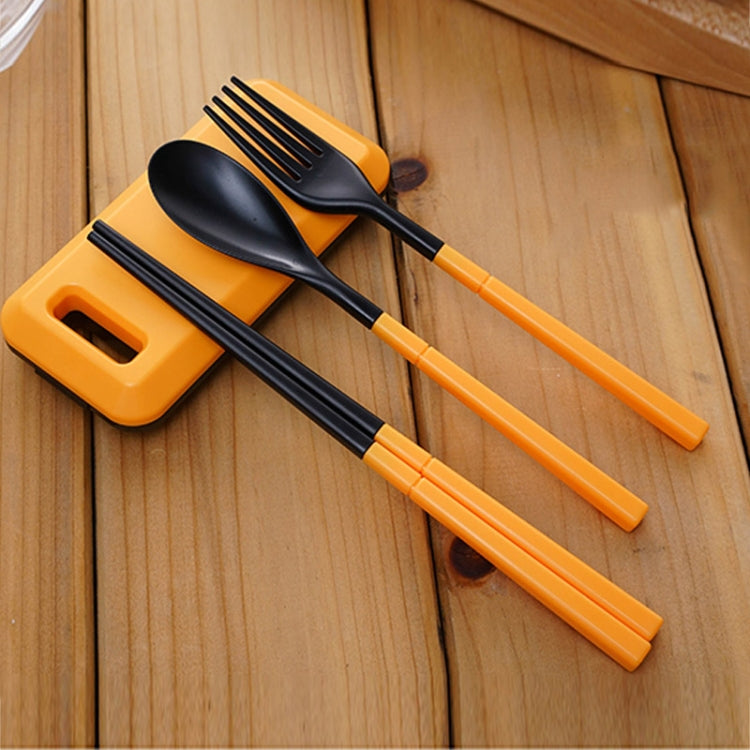 3 in 1 ABS Folding Dinnerware Cutlery Fork Chopsticks Set with Storage Box Outdoor Camping Hiking Traveling Tableware Set(Green)
