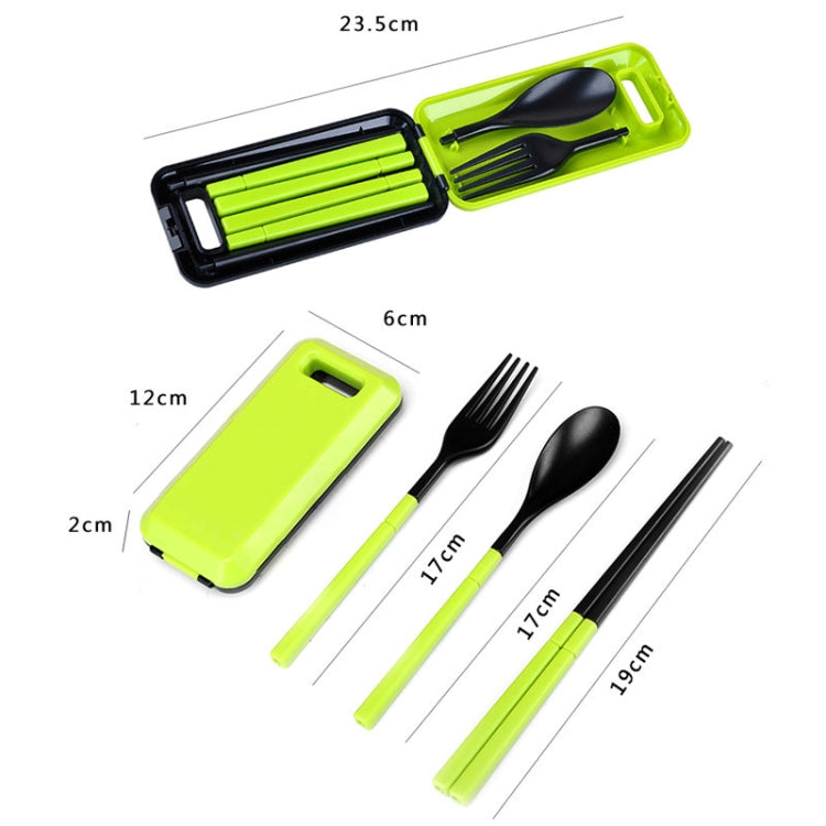 3 in 1 ABS Folding Dinnerware Cutlery Fork Chopsticks Set with Storage Box Outdoor Camping Hiking Traveling Tableware Set(Orange)