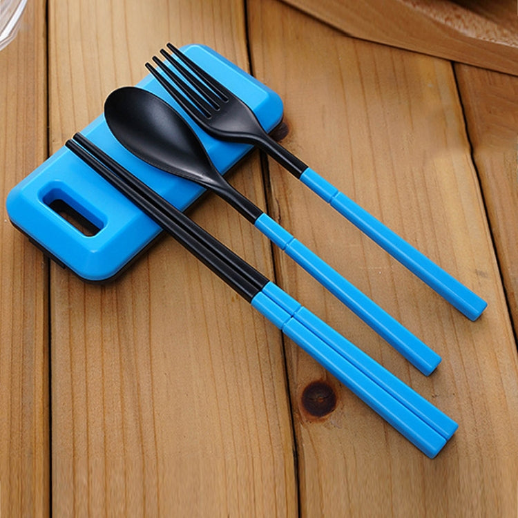 3 in 1 ABS Folding Dinnerware Cutlery Fork Chopsticks Set with Storage Box Outdoor Camping Hiking Traveling Tableware Set(Orange)